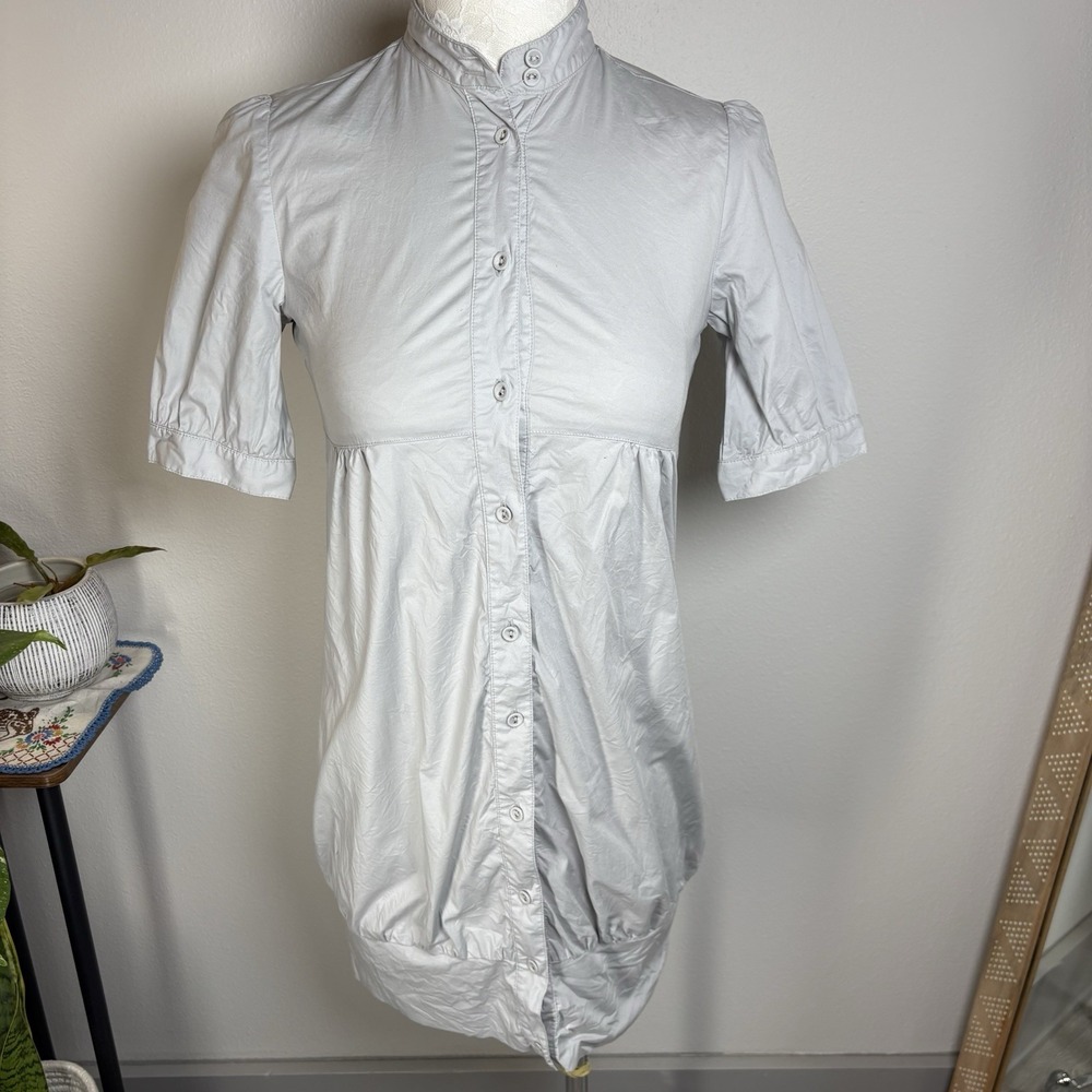 Vintage Mexx Womens 2 Gray Mini Dress Y2K Bubble Hem Cotton Stretch